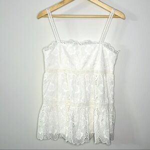 NWT! Milly White Ruffle Eyelet Lace Cami‎ Top Size 4